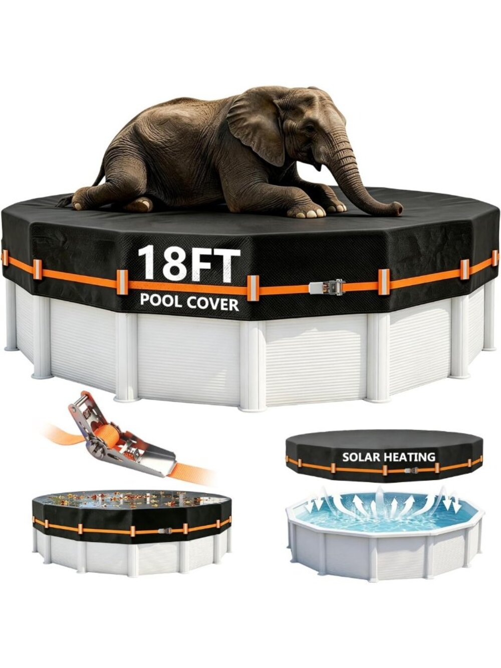 Thicker 18FT Round Solar Pool Cover | Waterproof, UV & Dust Proof, Tear
